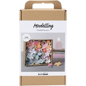 DIY Kit Modellering, Blomster, pastelfarver, 1 pk.
