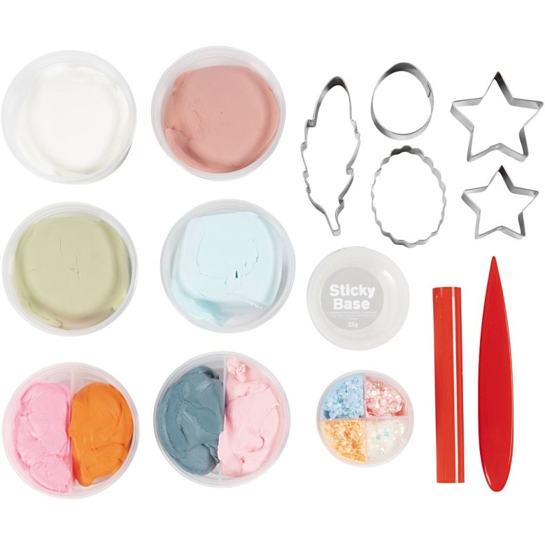 DIY Kit Modellering, Blomster, pastelfarver, 1 pk.