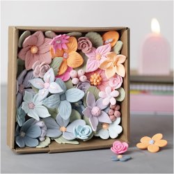 DIY Kit Modellering, Blomster, pastelfarver, 1 pk.