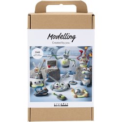 DIY Kit Modellering, Robot, bl&aring;, gr&aring;, r&oslash;d, fors&oslash;lvet, 1 pk.