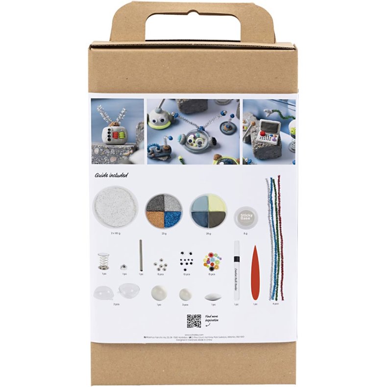 DIY Kit Modellering, Robot, bl&aring;, gr&aring;, r&oslash;d, fors&oslash;lvet, 1 pk.