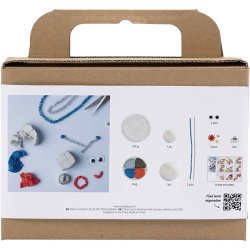 Mini DIY Kit Modellering, robot, bl&aring;, gr&aring;, r&oslash;d, 1 pk.