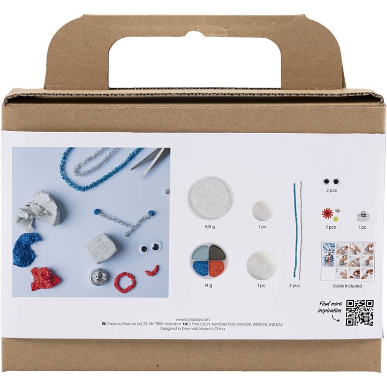 Mini DIY Kit Modellering, robot, bl&aring;, gr&aring;, r&oslash;d, 1 pk.