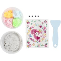Mini DIY Kit Modellering, Sten med insekt, gr&aring;, lys pink, lys turkis, 1 pk.