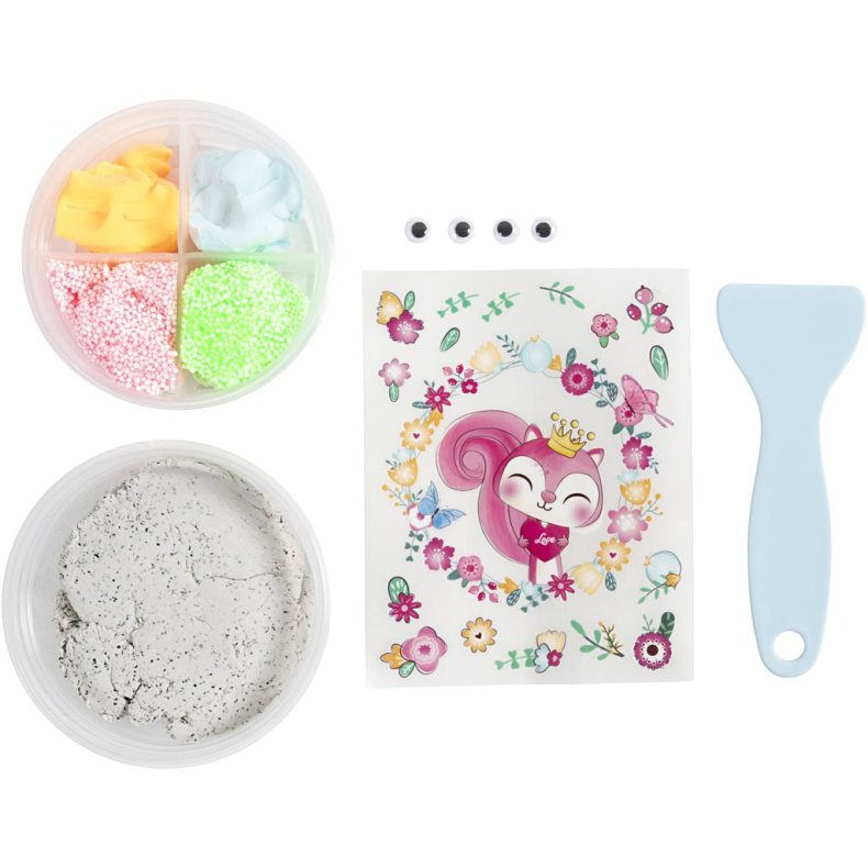 Mini DIY Kit Modellering, Sten med insekt, gr&aring;, lys pink, lys turkis, 1 pk.