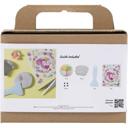 Mini DIY Kit Modellering, Sten med insekt, gr&aring;, lys pink, lys turkis, 1 pk.