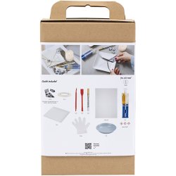 DIY Kit Kintsugi, Fad, bl&aring;, guld, hvid, 1 pk.