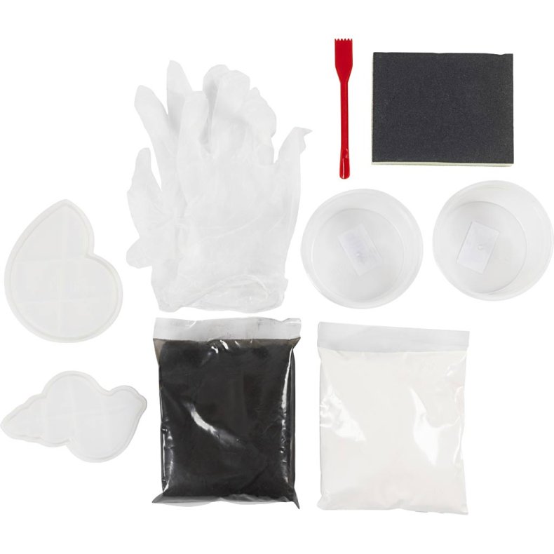 DIY Kit Resinst&oslash;bning, Konkylie, sort, hvid, 1 pk.