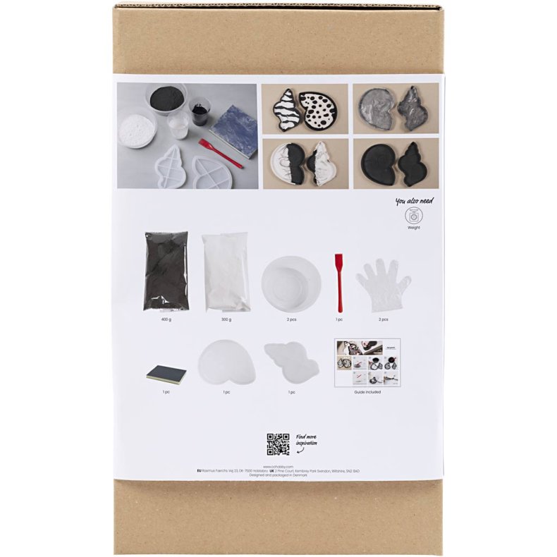 DIY Kit Resin St&oslash;bning, Konkylie, sort, hvid, 1 pk.