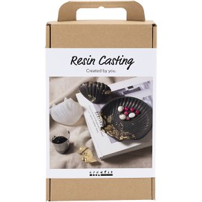 DIY Kit Resin Støbning, Musling, sort, guld, 1 pk.