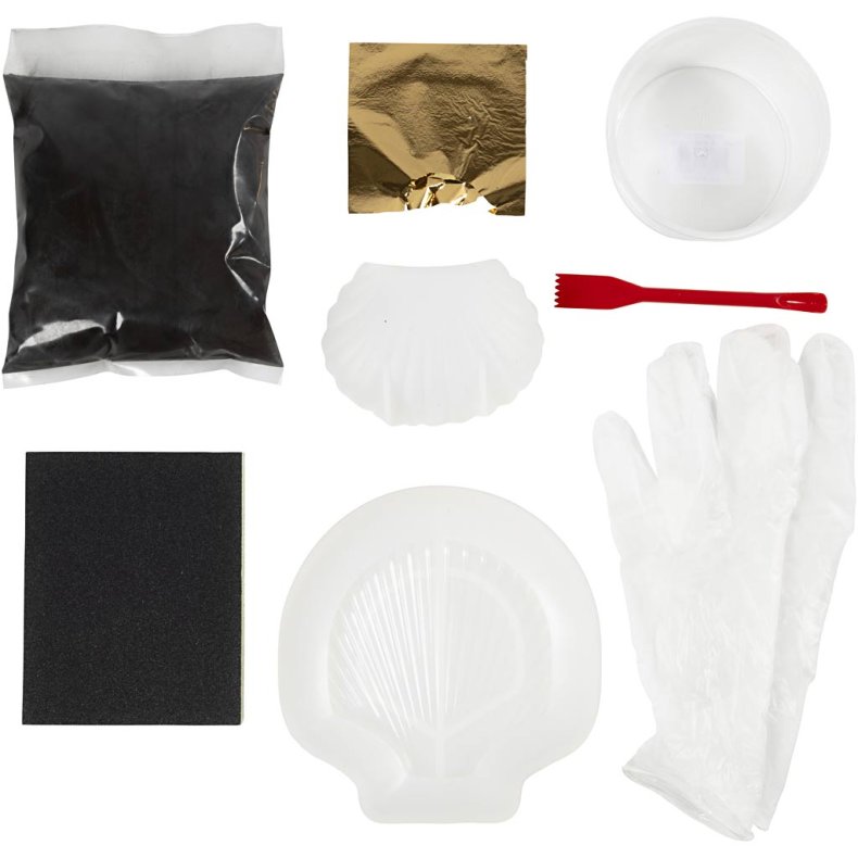 DIY Kit Resin St&oslash;bning, Musling, sort, guld, 1 pk.