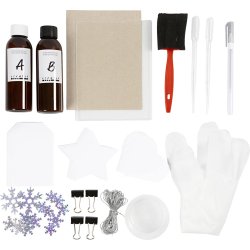 Mini DIY Kit Cyanotypi, Gavem&aelig;rker, bl&aring;, s&oslash;lv, 1 pk.