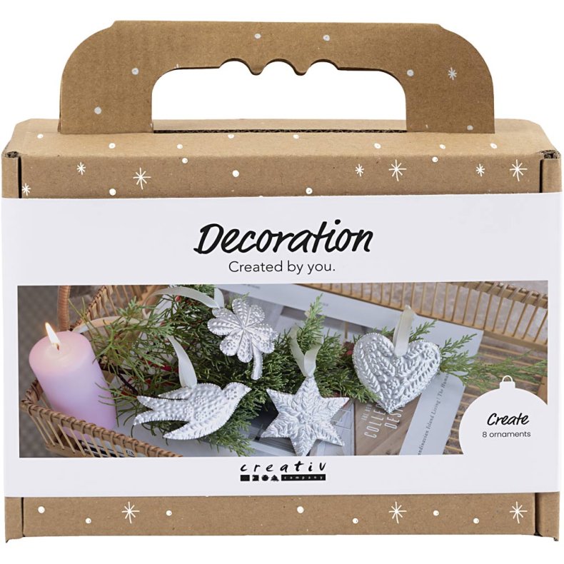 Mini DIY Kit Dekoration, Juleoph&aelig;ng, s&oslash;lv metal, 1 pk.