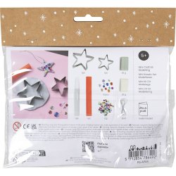 Mini DIY Kit Modellering, Stjerner, s&oslash;lv, hvid, 1 pk.