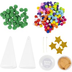 Mini DIY Kit Dekoration, Juletr&aelig;, ass. farver, 1 pk.