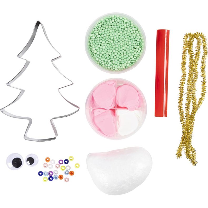 Mini DIY Kit Modellering, Juletr&aelig;smonster, ass. farver, 1 pk.