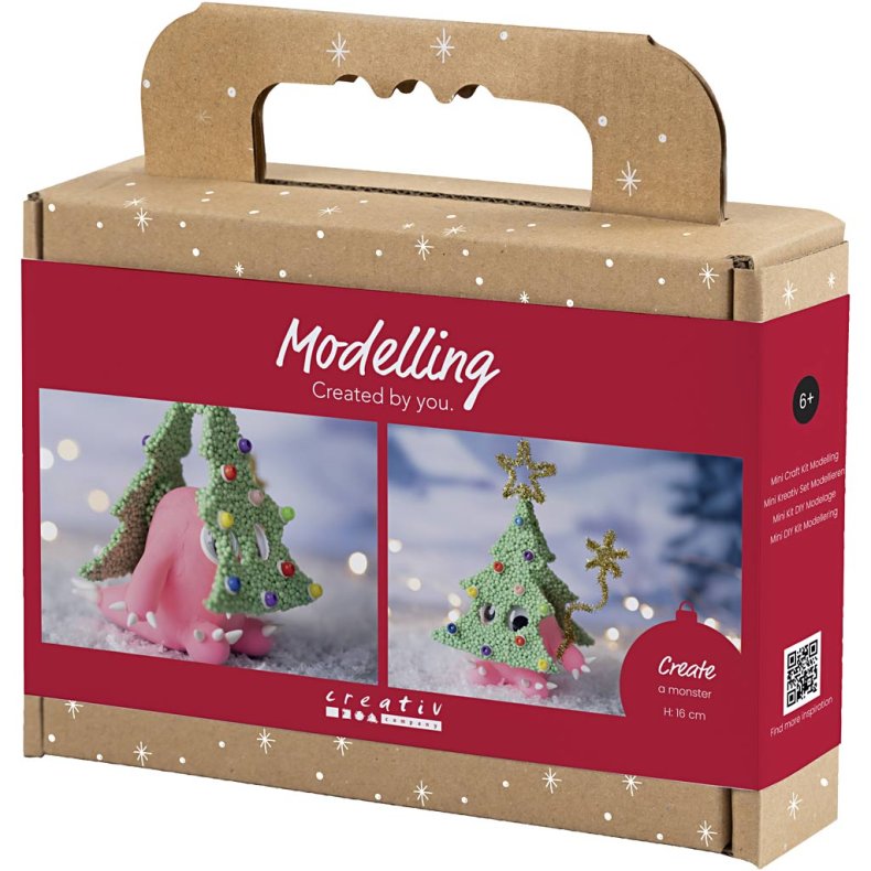 Mini DIY Kit Modellering, Juletr&aelig;smonster, ass. farver, 1 pk.
