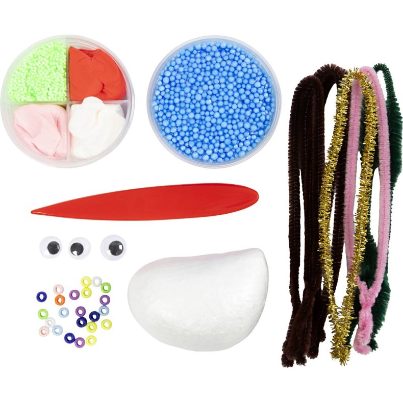 Mini DIY Kit Modellering, Rensdyrmonster, ass. farver, 1 pk.