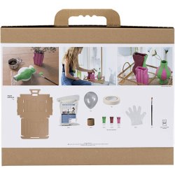 Maxi DIY Kit Modellering, Papmach&eacute; pulp vaser, ass. farver, 1 pk.