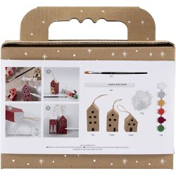 Mini DIY Kit Dekoration, Huse, julefarver, 1 pk.