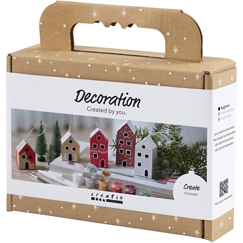 Mini DIY Kit Dekoration, Huse, julefarver, 1 pk.
