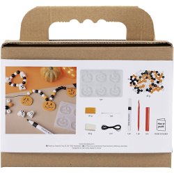 Mini DIY Kit Smykker, Halsk&aelig;de og armb&aring;nd, halloweenfarver, 1 pk.
