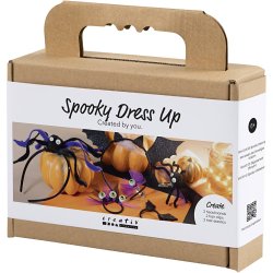 Mini DIY Kit Spooky Udkl&aelig;dning, H&aring;rb&oslash;jler, h&aring;rsp&aelig;nder og h&aring;relastikker, black, lilac, purple, 1 pk.