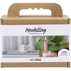 Mini DIY Kit Modellering, Lysestager med konkylier, off white, 1 pk.