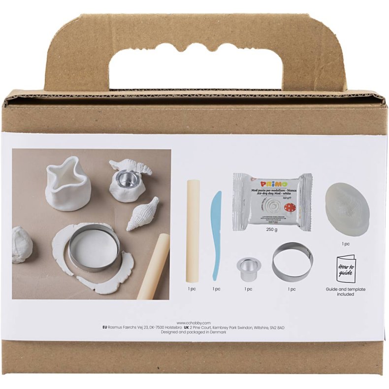 Mini DIY Kit Modellering, Lysestager med konkylier, off white, 1 pk.