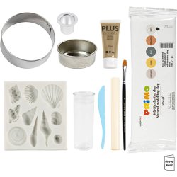 DIY Kit Modellering, Vaser og lysestager, beige, elfenben, r&aring;hvid, 1 pk.