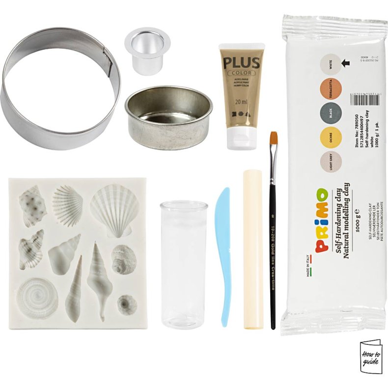 DIY Kit Modellering, Vaser og lysestager, beige, elfenben, r&aring;hvid, 1 pk.