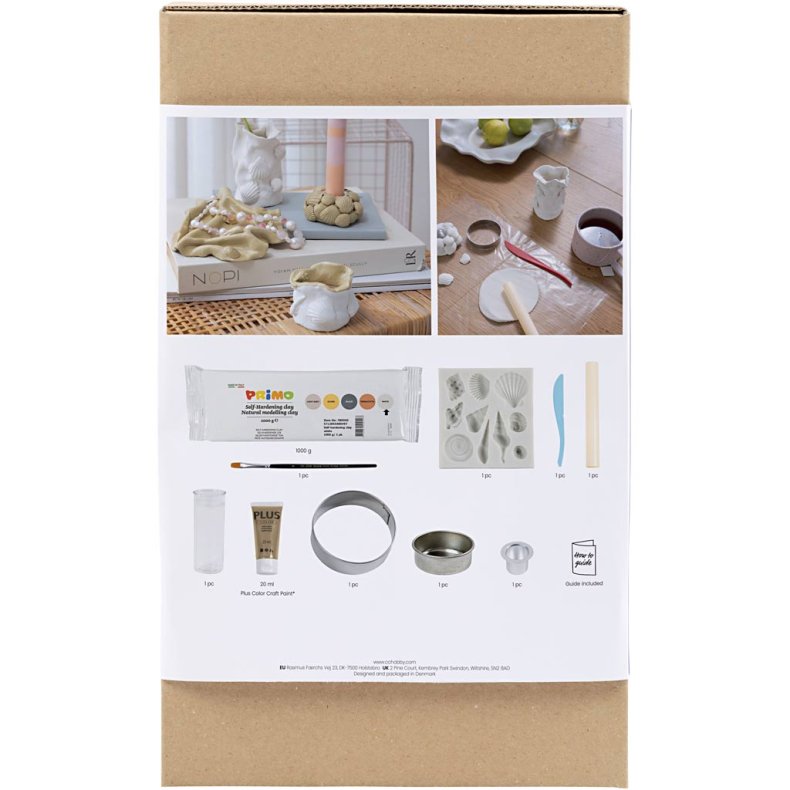 DIY Kit Modellering, Vaser og lysestager, beige, elfenben, r&aring;hvid, 1 pk.