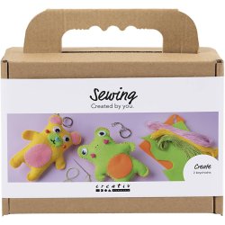 Mini DIY Kit Syning, Fr&oslash; og bamse, ass. farver, 1 pk.