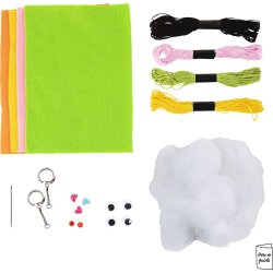 Mini DIY Kit Syning, Fr&oslash; og bamse, ass. farver, 1 pk.