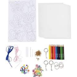 DIY Kit Krympeplast, Uro, halsk&aelig;de, armb&aring;nd, n&oslash;gleringe, ass. farver, 1 pk.
