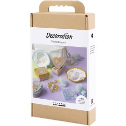 DIY Kit Dekoration, &AElig;sker, muslingeskaller, n&oslash;gleringe, pastelfarver, 1 pk.
