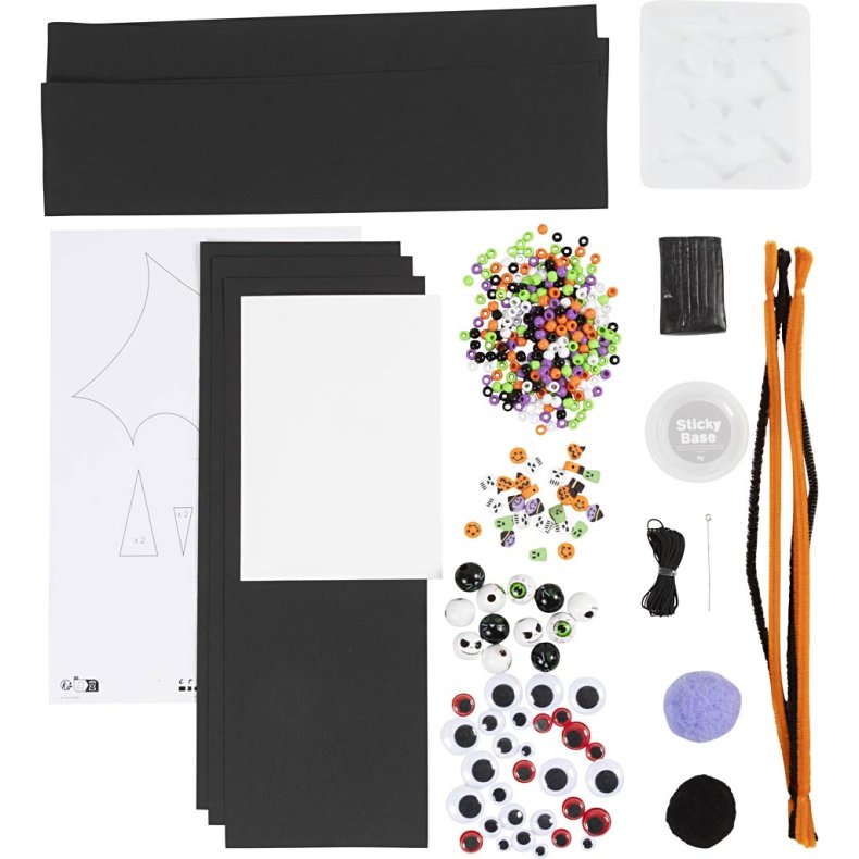 DIY Kit Spooky Accessories, Udkl&aelig;dning og smykker, halloweenfarver, 1 pk.