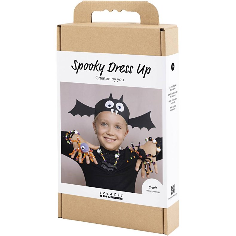DIY Kit Spooky Accessories, Udkl&aelig;dning og smykker, halloweenfarver, 1 pk.