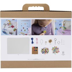 Gruppe DIY Kit Krympeplast, Uro, halsk&aelig;de, armb&aring;nd, n&oslash;gleringe, ass. farver, 1 pk.