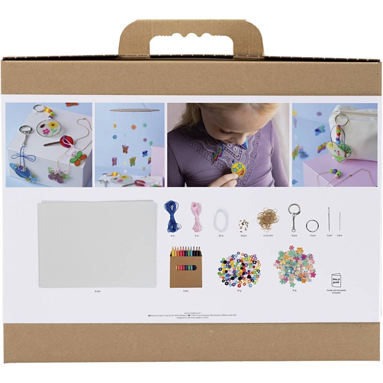 Gruppe DIY Kit Krympeplast, Uro, halsk&aelig;de, armb&aring;nd, n&oslash;gleringe, ass. farver, 1 pk.