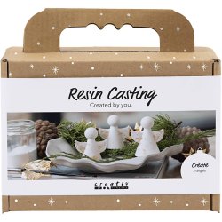 Mini DIY Kit Resin St&oslash;bning, Engle, guld metal, hvid, 1 pk.
