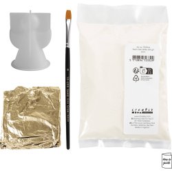 Mini DIY Kit Resin St&oslash;bning, Engle, guld metal, hvid, 1 pk.