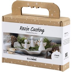 Mini DIY Kit Resin St&oslash;bning, Engle, guld metal, hvid, 1 pk.