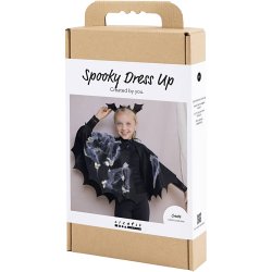 DIY Kit Spooky Udkl&aelig;dning, Flagermuskappe- og h&aring;rb&oslash;jle, sort, sort glitter, 1 pk.