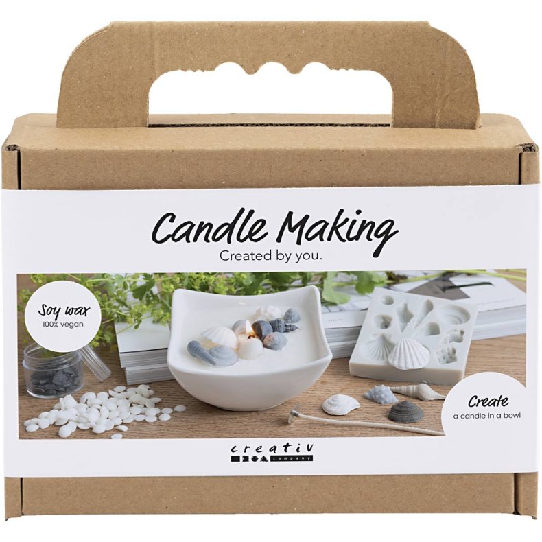 Mini DIY Kit Lysst&oslash;bning, Strandskaller, gr&aring;, off white, 1 pk.
