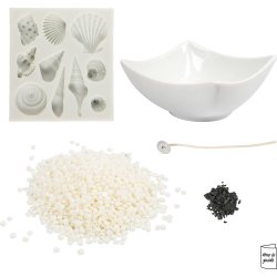 Mini DIY Kit Lysst&oslash;bning, Strandskaller, gr&aring;, off white, 1 pk.