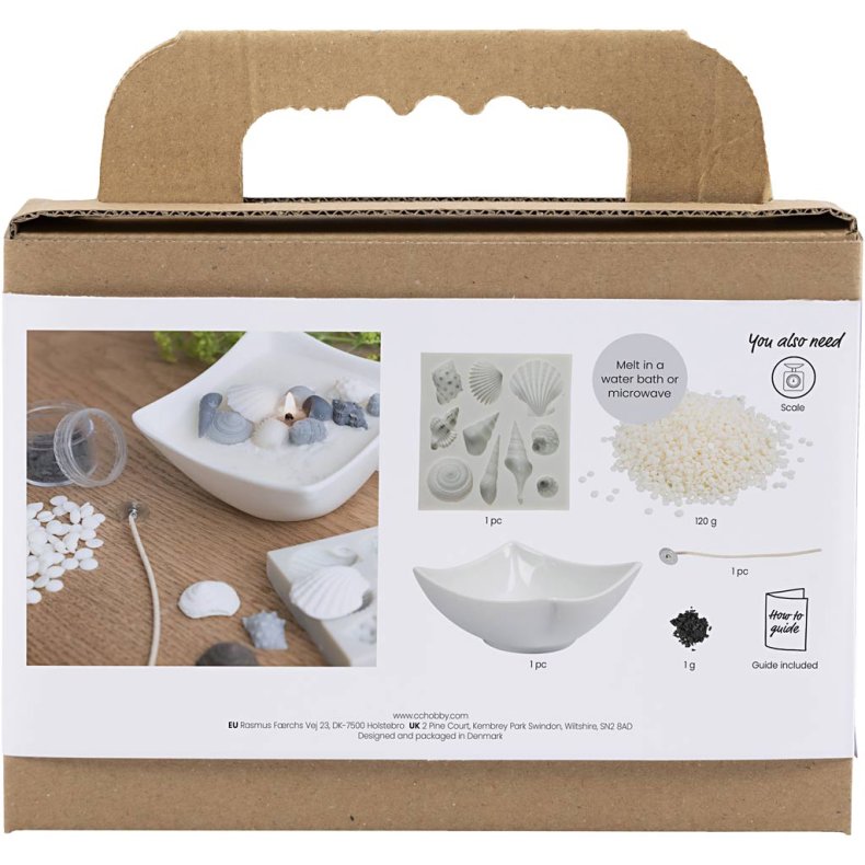 Mini DIY Kit Lysst&oslash;bning, Strandskaller, gr&aring;, off white, 1 pk.