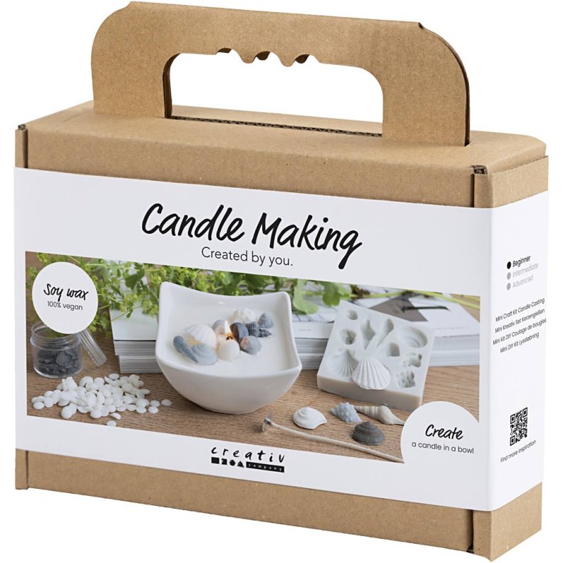 Mini DIY Kit Lysst&oslash;bning, Strandskaller, gr&aring;, off white, 1 pk.