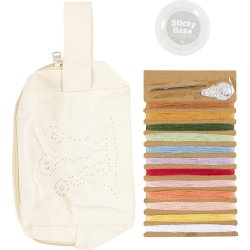 Mini DIY Kit Broderi, Makeup-taske, creme, 1 pk.