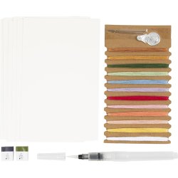 Mini DIY Kit Broderi, Malerier med broderi, ass. farver, 1 pk.